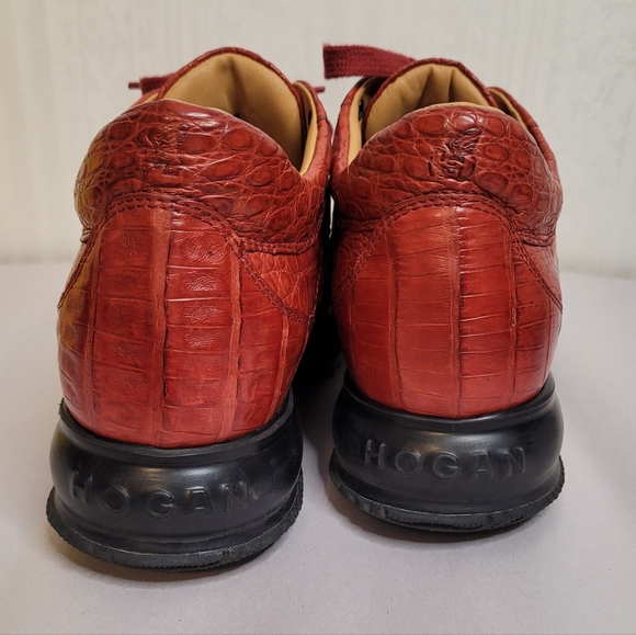 Hogan Red Croc Embossed Leather Sneakers Womens EU 37 US 6.5-7 - Picture 6 of 11